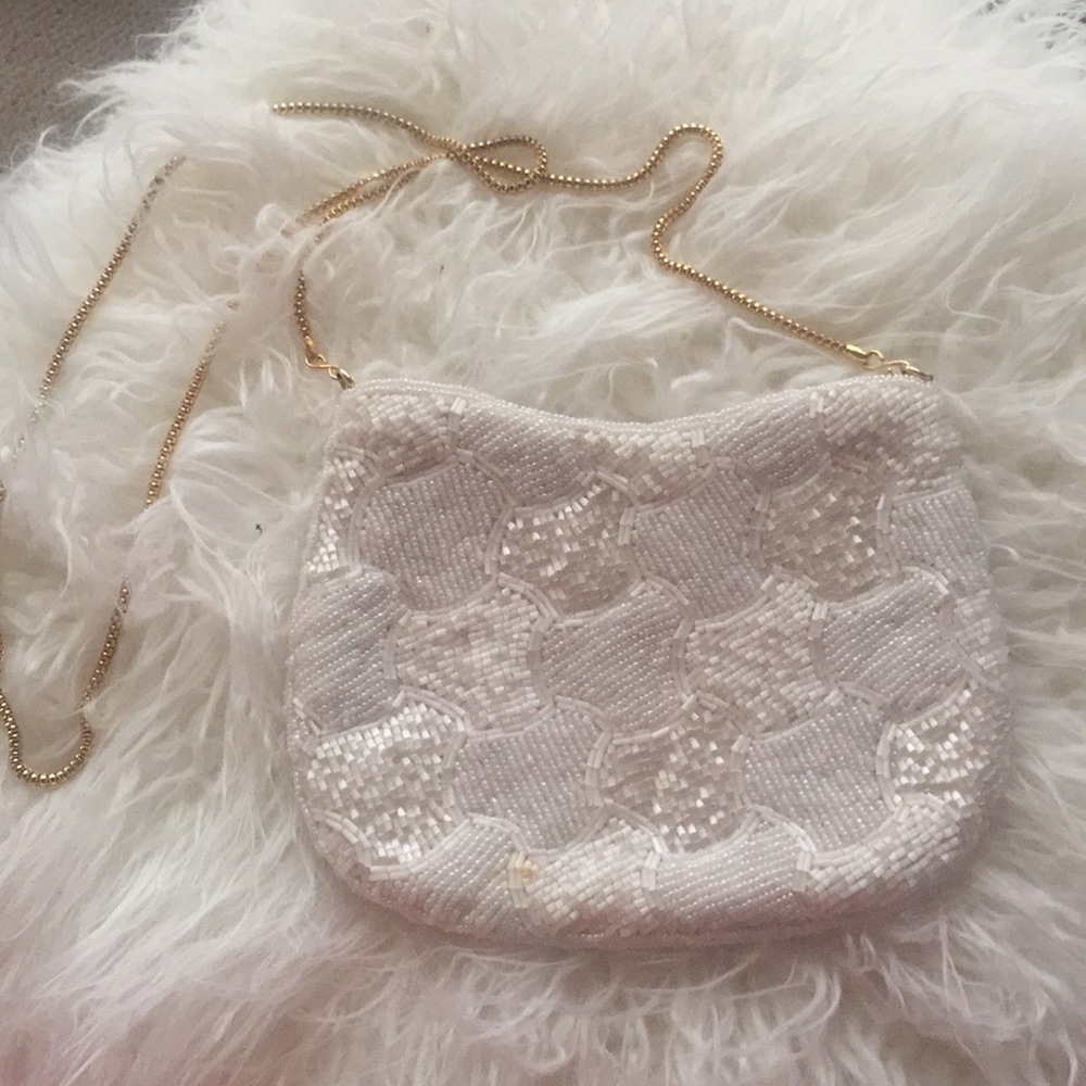 White Beaded Evening Bag
